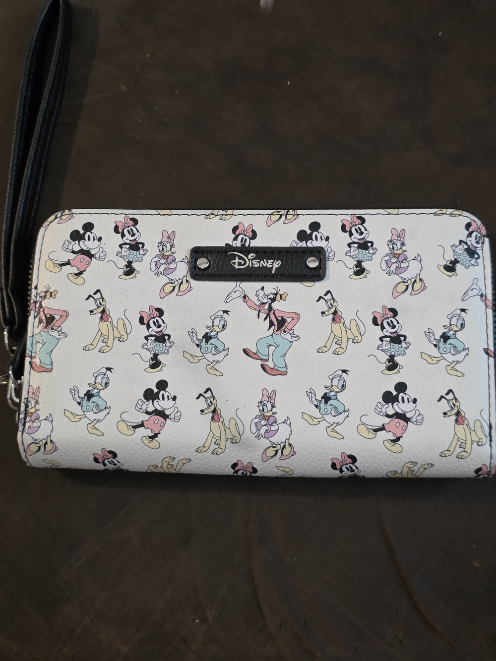Disney Character Zip Wallet - White with Pastel Disney Prints